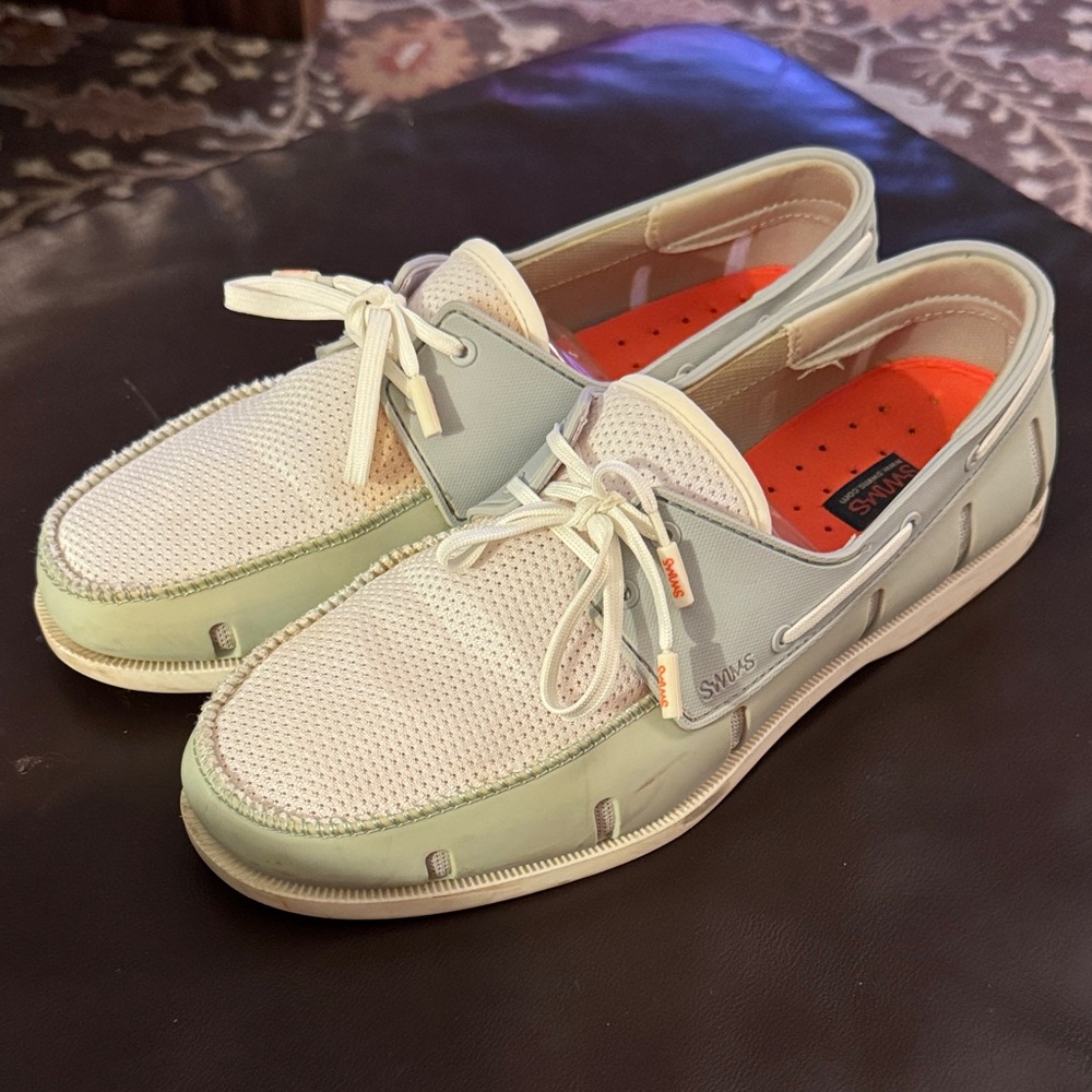 Swims Men's Boat Shoes - Light Blue and White size 9 - Picture 3 of 12